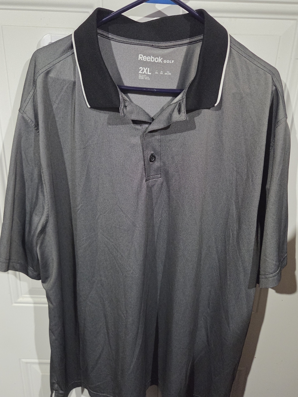 Reebok Golf Gray Polo Shirt with Black Collar and White Trim - Men's 2XL